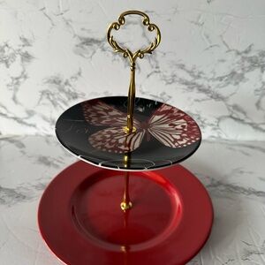 Elegant Butterfly Two-Tier Serving Stand